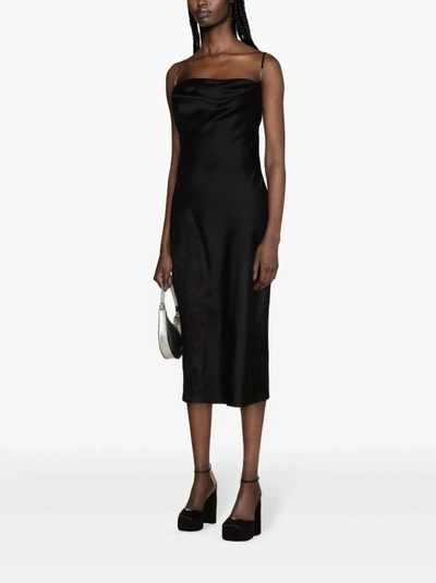 Shop Versace Black Barocco Lace Cowl Midi Dress