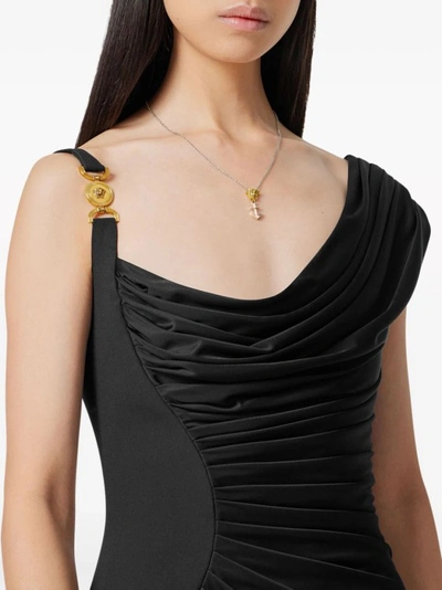 Shop Versace Medusa Mini Dress, Black Drape