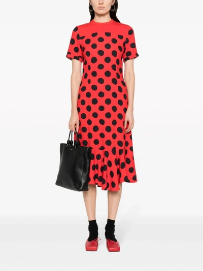 Shop Marni Red Polka-dots Midi Dress
