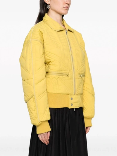 Shop Y-3 Yellow Quilted Jacket In Gold