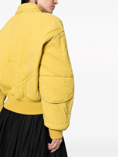 Shop Y-3 Yellow Quilted Jacket In Gold
