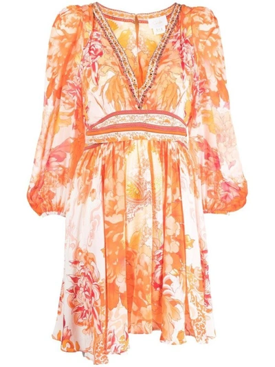 Shop Camilla Mini Dress Dragon Mother Multicolor Prints In Orange