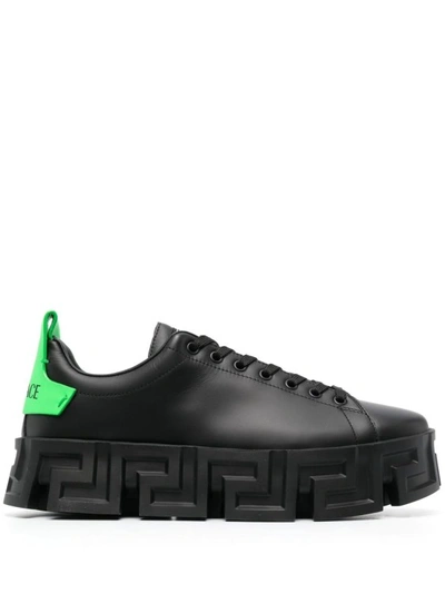 Shop Versace Greca Labirinth Sneakers Black/green