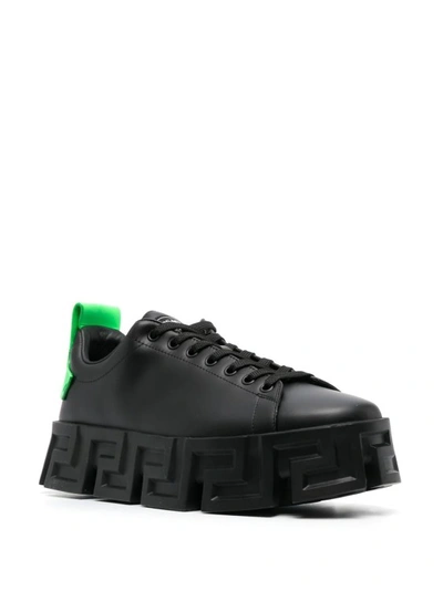 Shop Versace Greca Labirinth Sneakers Black/green