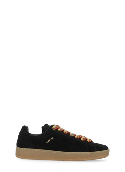 Shop Lanvin Black Suede Leather Sneakers