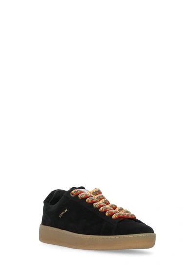 Shop Lanvin Black Suede Leather Sneakers
