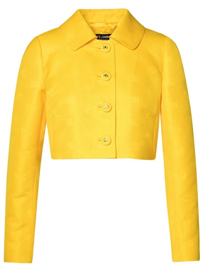 Shop Dolce & Gabbana Yellow Cotton Blend Jacket