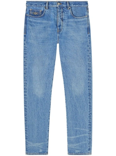 Shop Versace Blue Regular Fit Denim Pants