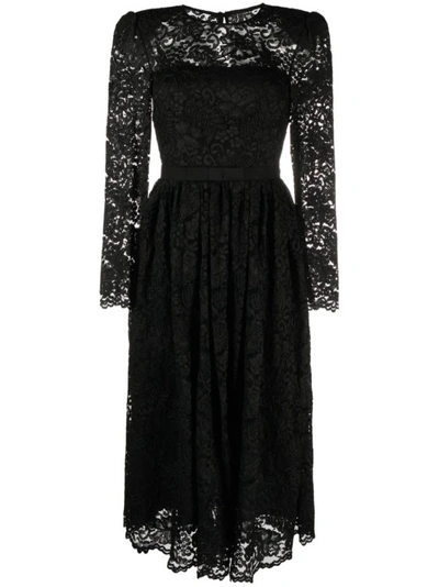Shop Self-portrait Black Cord Lace Midi Dress