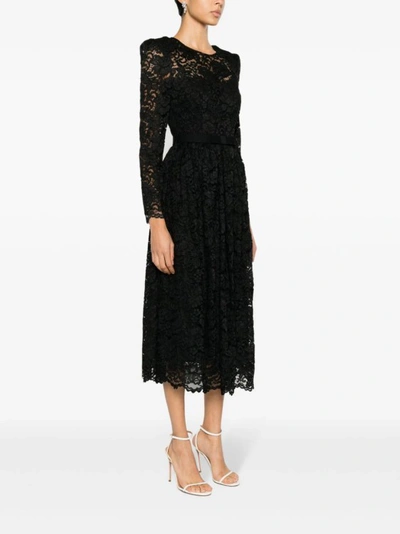 Shop Self-portrait Black Cord Lace Midi Dress
