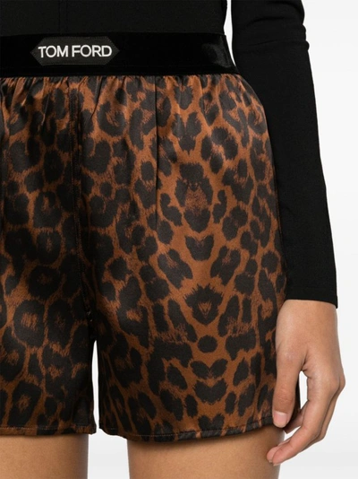 Shop Tom Ford Multicolor Leopard Shorts In Black