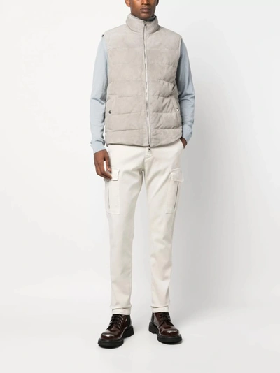 Shop Eleventy Gray Standing Neck Vest In Grey
