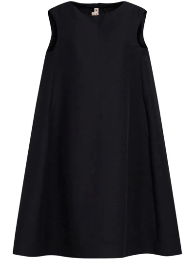 Shop Marni Cady Cocoon Black Midi Dress