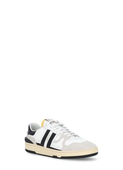 Shop Lanvin White Leather And Fabric Sneakers