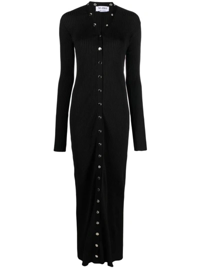 Shop Attico Black Ribbed Maxi Dress