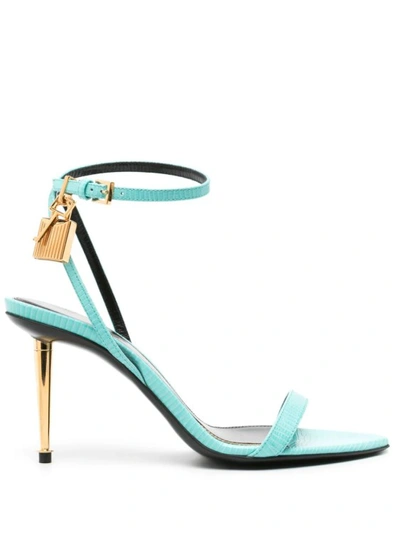 Shop Tom Ford Sandals Padlock Detail Turquoise In Red