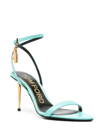 Shop Tom Ford Sandals Padlock Detail Turquoise In Red