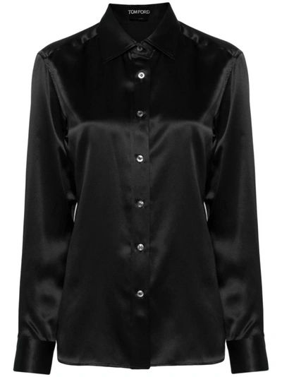 Shop Tom Ford Black Silk Satin Shirt