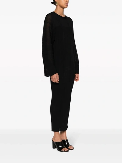 Shop Stella Mccartney Black Fine Ribbed Midi Dress