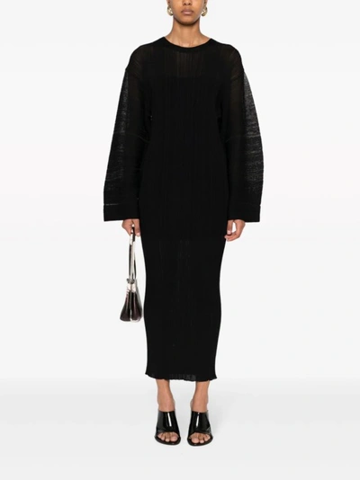 Shop Stella Mccartney Black Fine Ribbed Midi Dress