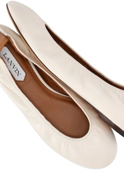 Shop Lanvin Beige Leather Ballet Shoes In Grey