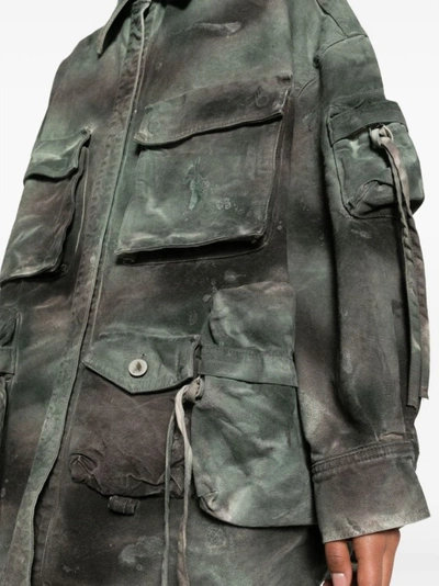 Shop Attico Green Fern Denim Jacket In Grey