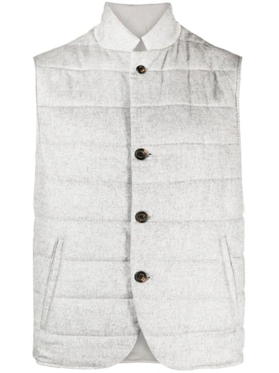 Shop Eleventy Gray Reversible Padded Vest In White