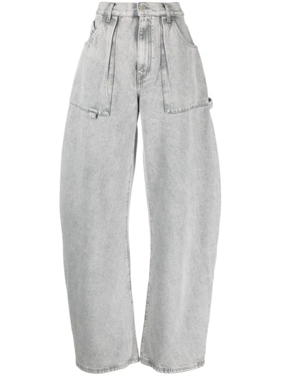 Shop Attico Gray Effie Denim Pants In White
