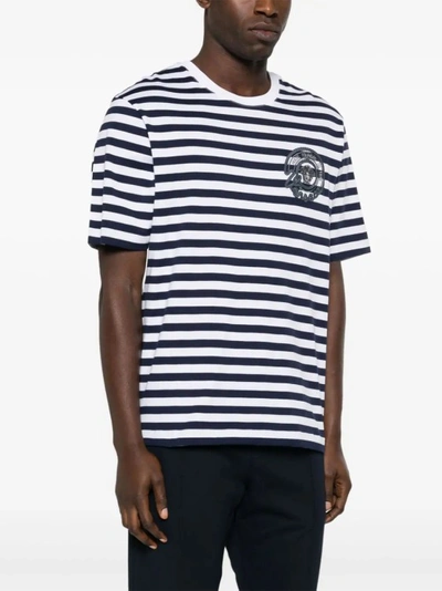Shop Versace Multicolored Nautical Stripes T-shirt In White