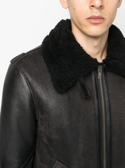 Shop Golden Goose Black Shearling Collar Jacket