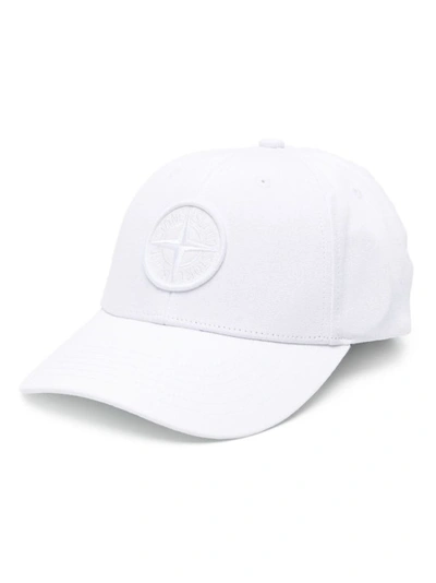 Shop Stone Island Cap Embroidered Logo White