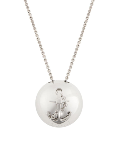 Shop Versace Women's Nautical Silvertone Pendant Necklace In White Gold