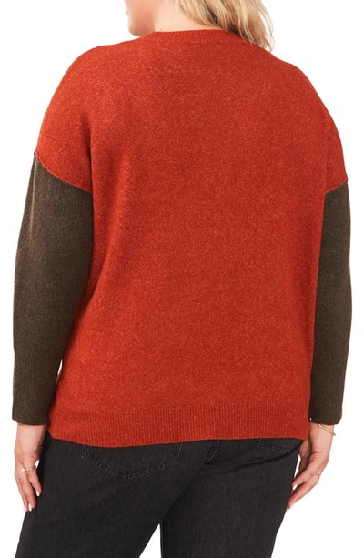 Shop Vince Camuto Extended Shoulder Colorblock Sweater In Rust