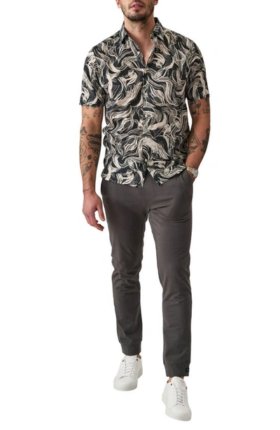 Shop Good Man Brand Big On-point Short Sleeve Organic Cotton Button-up Shirt In Sky Captain Wavy Stripe