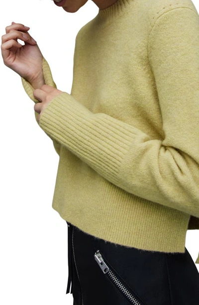 Allsaints Wick Wool Blend Crop Sweater In Pistachio Green