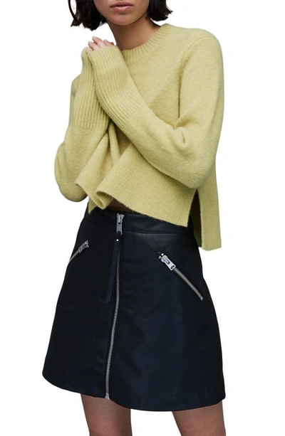Allsaints Wick Wool Blend Crop Sweater In Pistachio Green