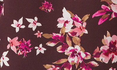Shop Cece Long Sleeve V-neck Top In Floral Display Rich Cabernet