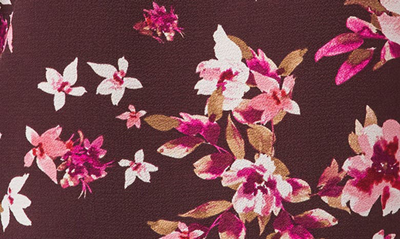 Cece Long Sleeve V-neck Top In Floral Display Rich Cabernet