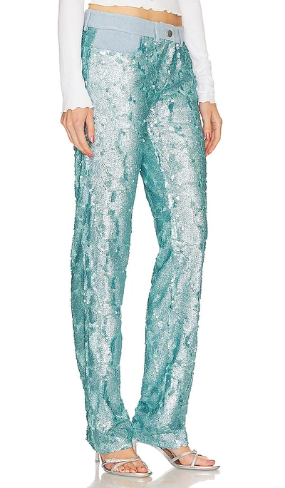 Shop Siedres Sun Sequined Low Rise Pants In Blue