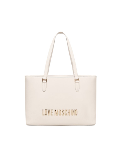 Shop Love Moschino Logo Lettering Tote Bag In White