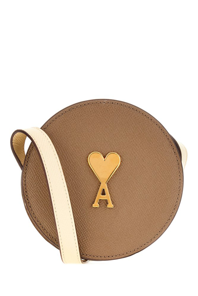 Shop Ami Alexandre Mattiussi Ami Paris Logo Plaque Shoulder Bag In Brown