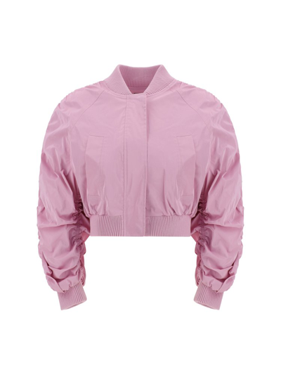Shop Pinko Ruched Detailed Cropped Bomber Jacket