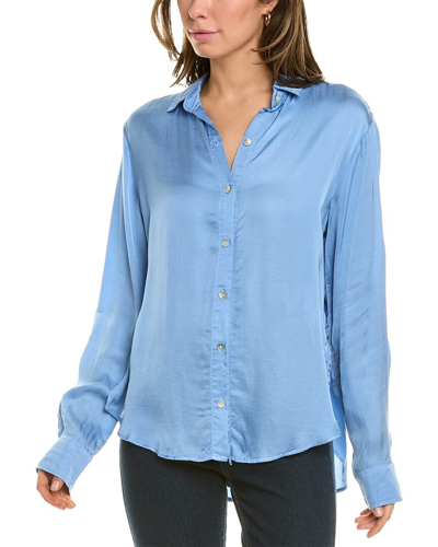 Shop Bella Dahl Side Slit Shirt In Blue