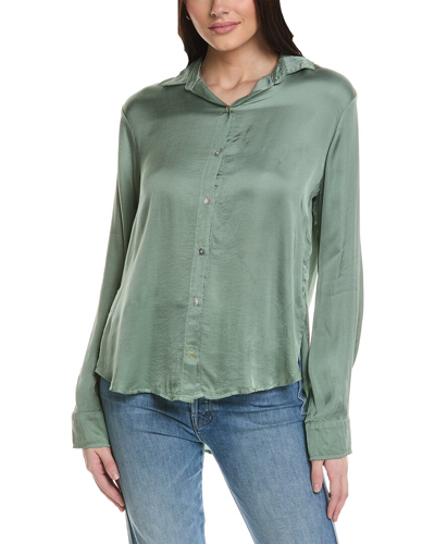 Shop Bella Dahl Side Slit Button-down Shirt In Green
