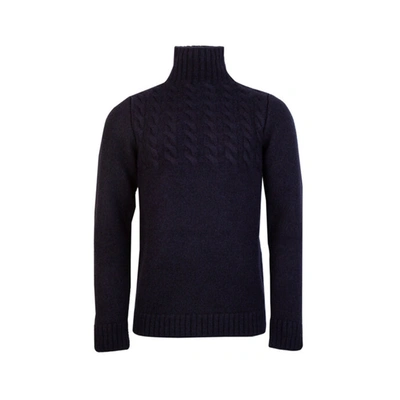Maison Margiela High Neck Wool Sweater In Blue