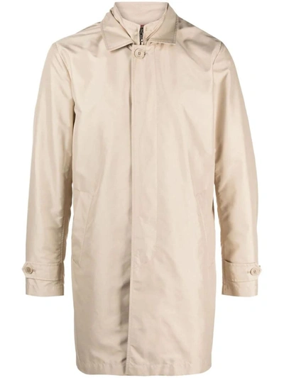 Fay Morning Long Jacket Side Pockets Point Collar In Brown