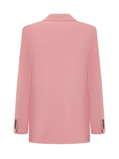 Msgm Wool Suiting Jacket In Pink Virgin Wool With Jewelled Applications In Pink