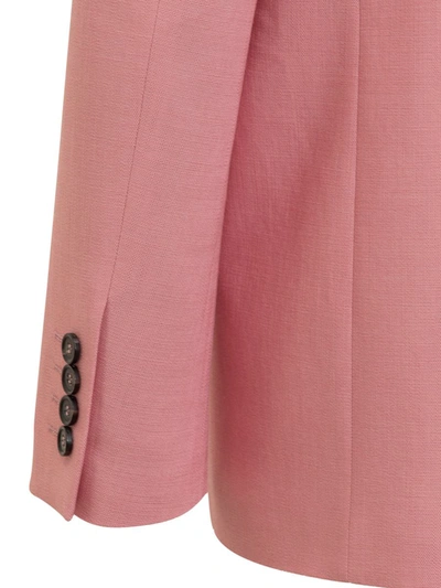 Msgm Wool Suiting Jacket In Pink Virgin Wool With Jewelled Applications In Pink