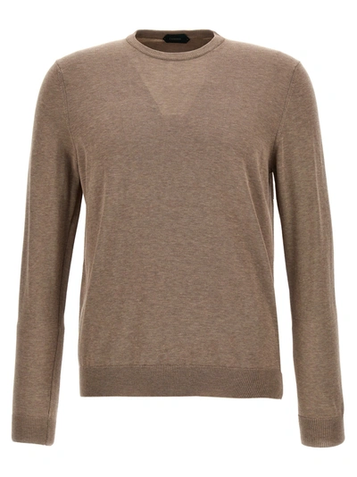 Shop Zanone Cotton Crepe Sweater Sweater, Cardigans Beige