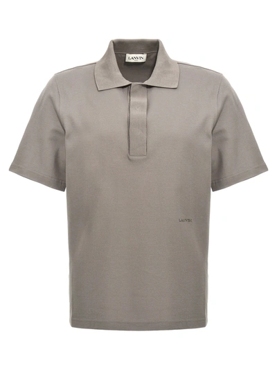 Shop Lanvin Logo Embroidery  Shirt Polo Gray